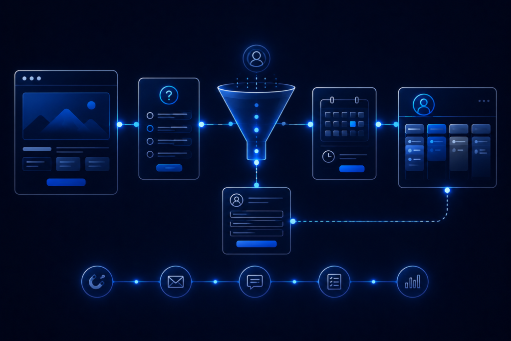 website strategy funnel development and client processing system